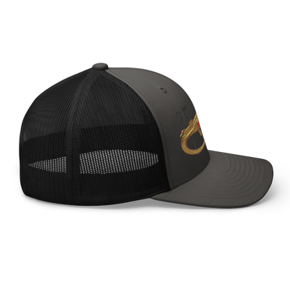 Giant Butterfly Lizard "Leiolepis guttata" Embroidered Charcoal Grey & Black Trucker Hat Right