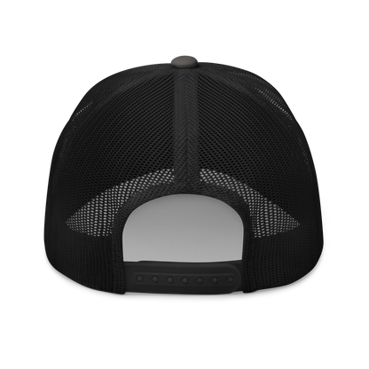 White-throated Toucan "Ramphastos tucanus" Embroidered Charcoal Grey & Black Trucker Hat Back Mockup